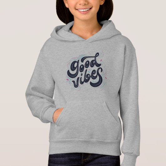 Good Vibes Kids Hoodie – Positive Quote Sweatshirt (正面)