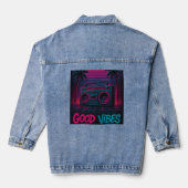 Good Vibes Neon Synthwave Graffiti Mural デニムジャケット (裏面)