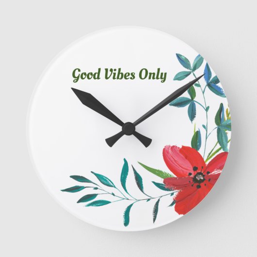 Good Vibes Onlyアクリル ラウンド壁時計 (正面)