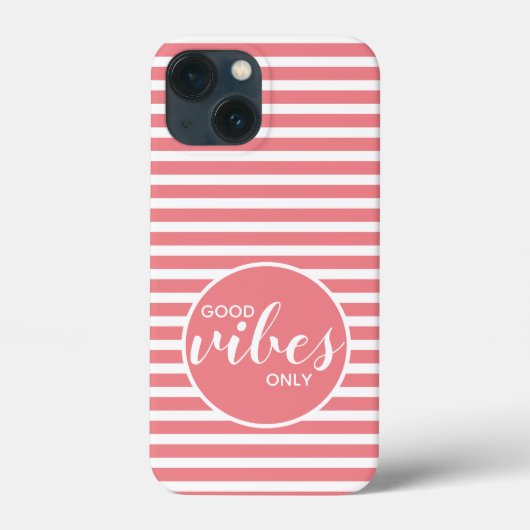 Good Vibes Onlyモチベーション引用文ピンクストライプ色 Case-Mate iPhoneケース (裏面)