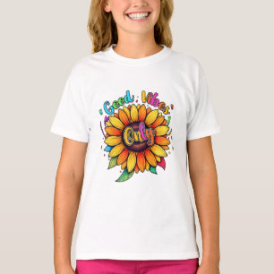 Good Vibes Only - カラフル フローラ版 Tシャツ