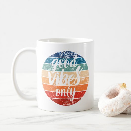 Good Vibes Only コーヒーマグカップ (ドーナツ)