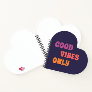 “Good Vibes Only”デザイン ハート型ノート ノートブック