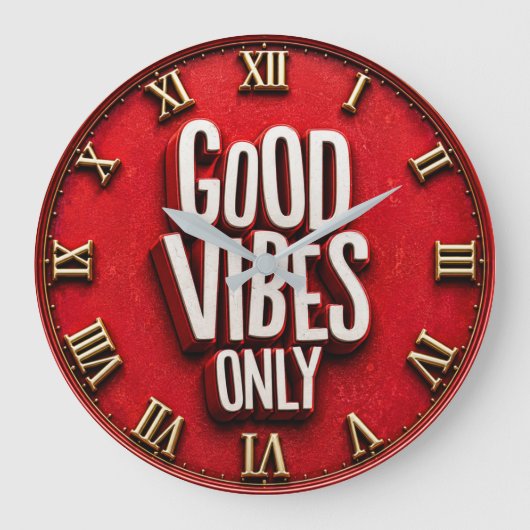 Good Vibes Only  ラージ壁時計 (正面)
