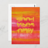 "Good Vibes Only"引用文ピンクレッドイエロー抽象芸術 ポストカード (正面/裏面)