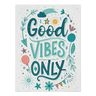 Good Vibes Only – 手カラフル入力Inspirati ポスター