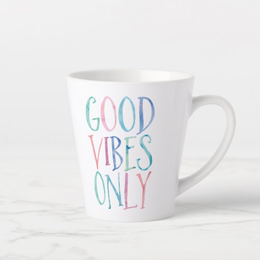 Good Vibes Only – 水カラフル色タイポグラフィ カフェラテマグ (右)
