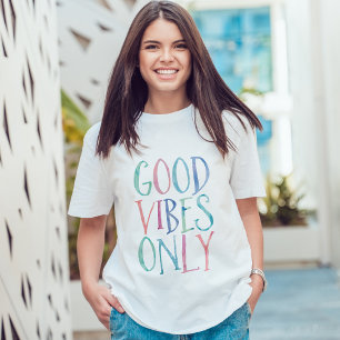 Good Vibes Only – 水カラフル色タイポグラフィ Tシャツ