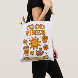 Good Vibes Only - 編集可能なアート トートバッグ