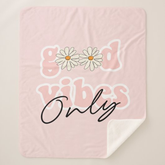 Good Vibes Only 70のHippieスローガン シェルパブランケット (正面)