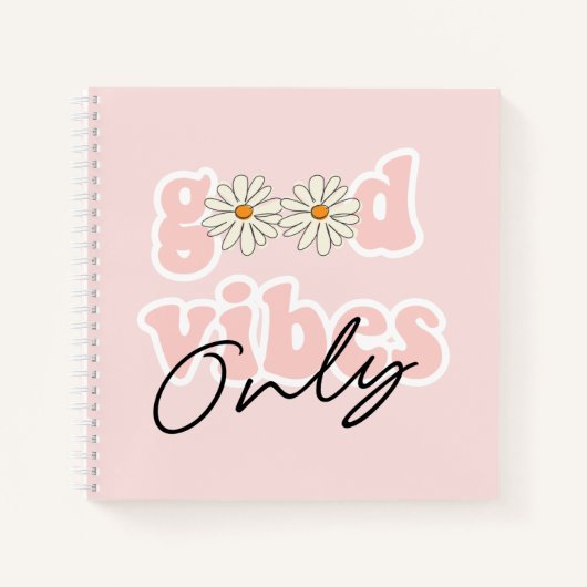 Good Vibes Only 70のHippieスローガン ノートブック (正面)