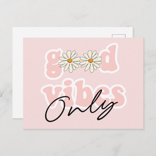 Good Vibes Only 70のHippieスローガン ポストカード (正面/裏面)