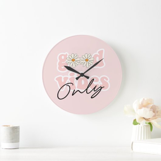 Good Vibes Only 70のHippieスローガン ラージ壁時計 (ホーム)