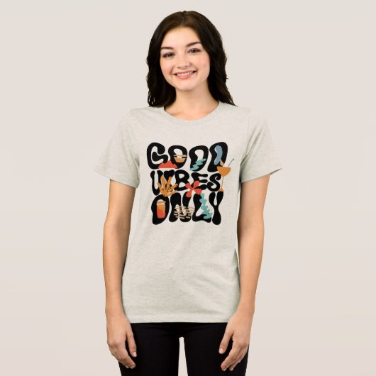  Good Vibes Only Abstract Tropical Cocktail トライブレンドＴシャツ (正面全面)