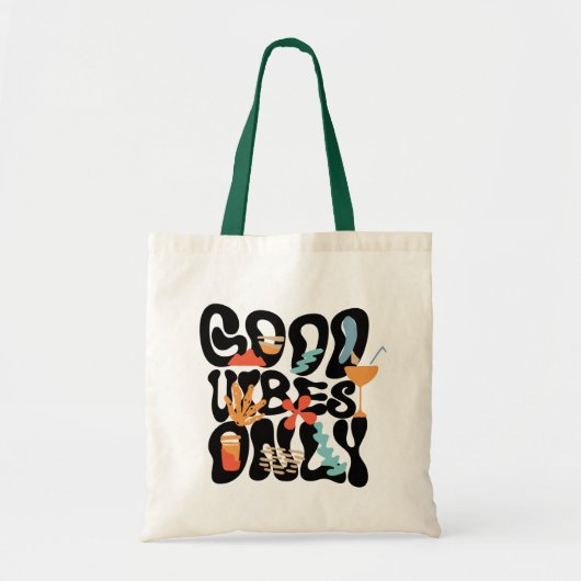  Good Vibes Only Abstract Tropical Cocktail トートバッグ (正面)