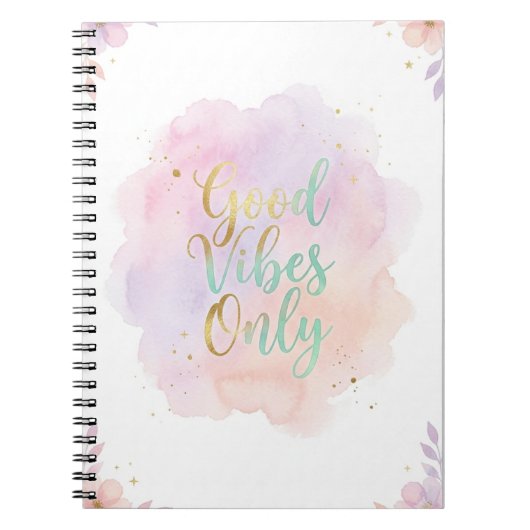 Good Vibes Only Aesthetic Pastel Notebook |  ノートブック (正面)