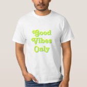 Good Vibes Only chartreuse green light blue white Tシャツ (正面)