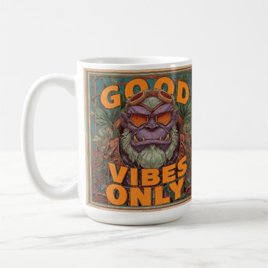 Good Vibes Only Coffee Mug – Bold Gorilla Design コーヒーマグカップ (左)