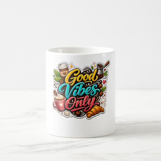 Good Vibes Only Coffee Sticker コーヒーマグカップ (中央)