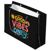 Good Vibes Only colorful black Gift Bag  ラージペーパーバッグ (正面アングル)