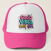 Good Vibes Only Girl Bubble Letter Hat キャップ (正面)