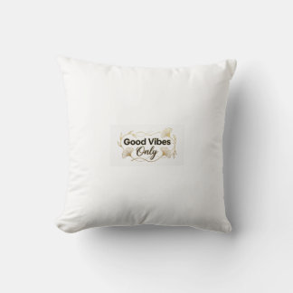 Good Vibes Only - Gold Floral Minimalist Design -  クッション