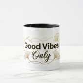 Good Vibes Only - Gold Floral Minimalist Design -  マグカップ (中央)