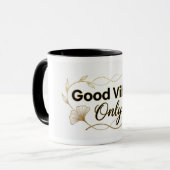 Good Vibes Only - Gold Floral Minimalist Design -  マグカップ (正面左)