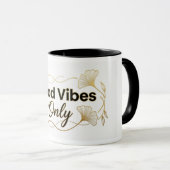 Good Vibes Only - Gold Floral Minimalist Design -  マグカップ (正面右)