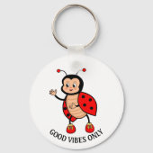 Good Vibes Only Ladybug on White キーホルダー (裏面)