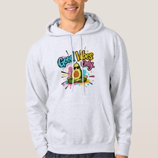 Good Vibes Only Meditating Avocado Hoodie -T-Shirt パーカ (正面)