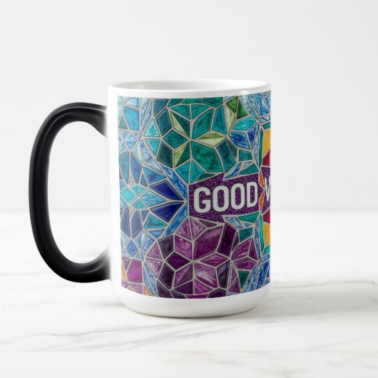 Good Vibes Only modern mosaic pattern ceramic mug モーフィングマグカップ (左)
