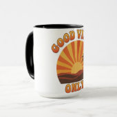 Good Vibes Only Mug – Retro Sunburst Positivity Cu マグカップ (正面左)