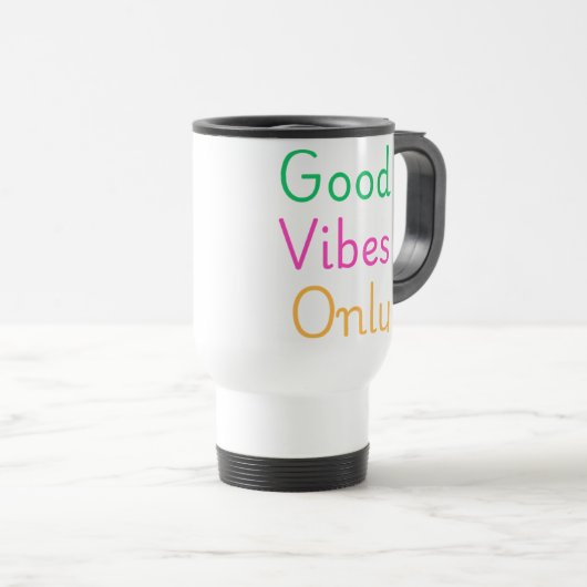 Good Vibes Only | Pastel Minimalist Typography Des トラベルマグ (正面右)