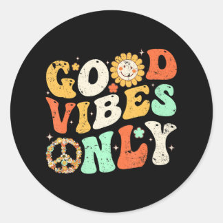 GOOD VIBES ONLY PEACE LOVE 60s 70s絞り染めGroovy ラウンドシール