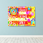 Good Vibes Only、Peace Sign、フラグ、デイジー、ハート キャンバスプリント (インサイチュ (ウッドフロア))