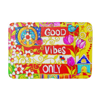 Good Vibes Only, Peace Sign, Flag,デイジー,アート バスマット