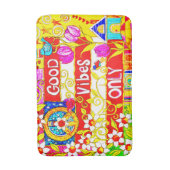 Good Vibes Only, Peace Sign, Flag,デイジー，アート バスマット (正面縦)