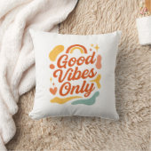 Good Vibes Only Pillow | Colorful Inspirational  クッション (ブランケット)