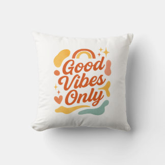 Good Vibes Only Pillow | Colorful Inspirational  クッション