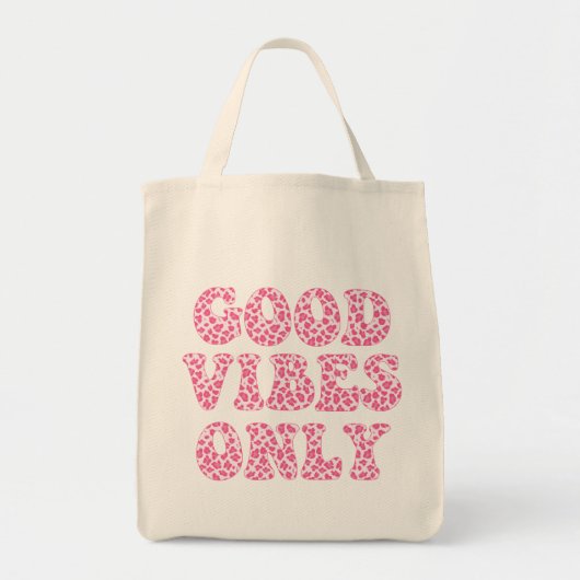 Good Vibes Only - Pink Leopard Print Cute Girls トートバッグ (正面)