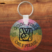 Good Vibes Only Please Peace Rainbow キーホルダー (正面)
