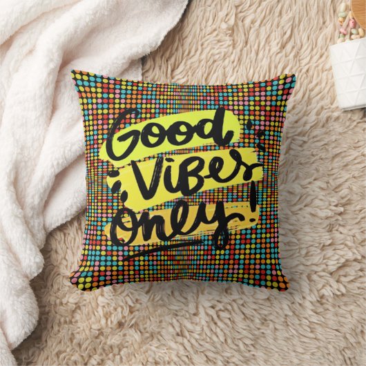 Good Vibes Only Pop Art Pillow クッション (ブランケット)