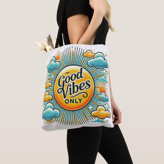 Good Vibes Only – Radiant Positivity Tote トートバッグ (クローズアップ)