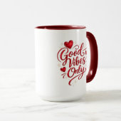 Good Vibes Only Red Heart Positive Quote Classic  マグカップ (正面右)