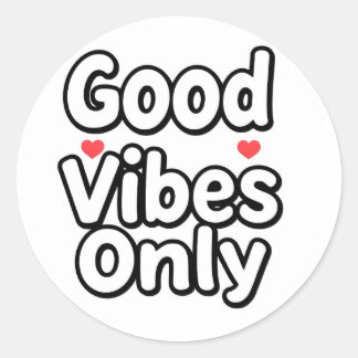 Good Vibes Only Retro Aesthetic Sticker with Heart ラウンドシール
