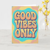 Good vibes only retro groovy style カード (黄色い花)