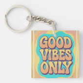 Good vibes only retro groovy style キーホルダー (正面)