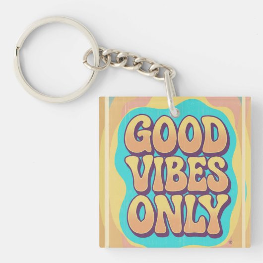 Good vibes only retro groovy style キーホルダー (正面)