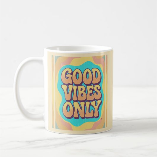Good vibes only retro groovy style コーヒーマグカップ (左)